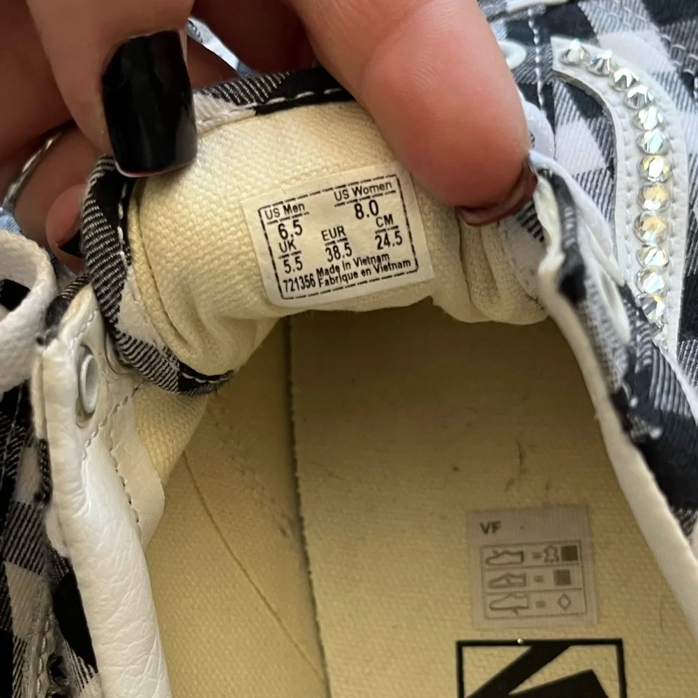 GINGHAM VANS WITH BLING🤍⚡️ - Picture 6 of 6